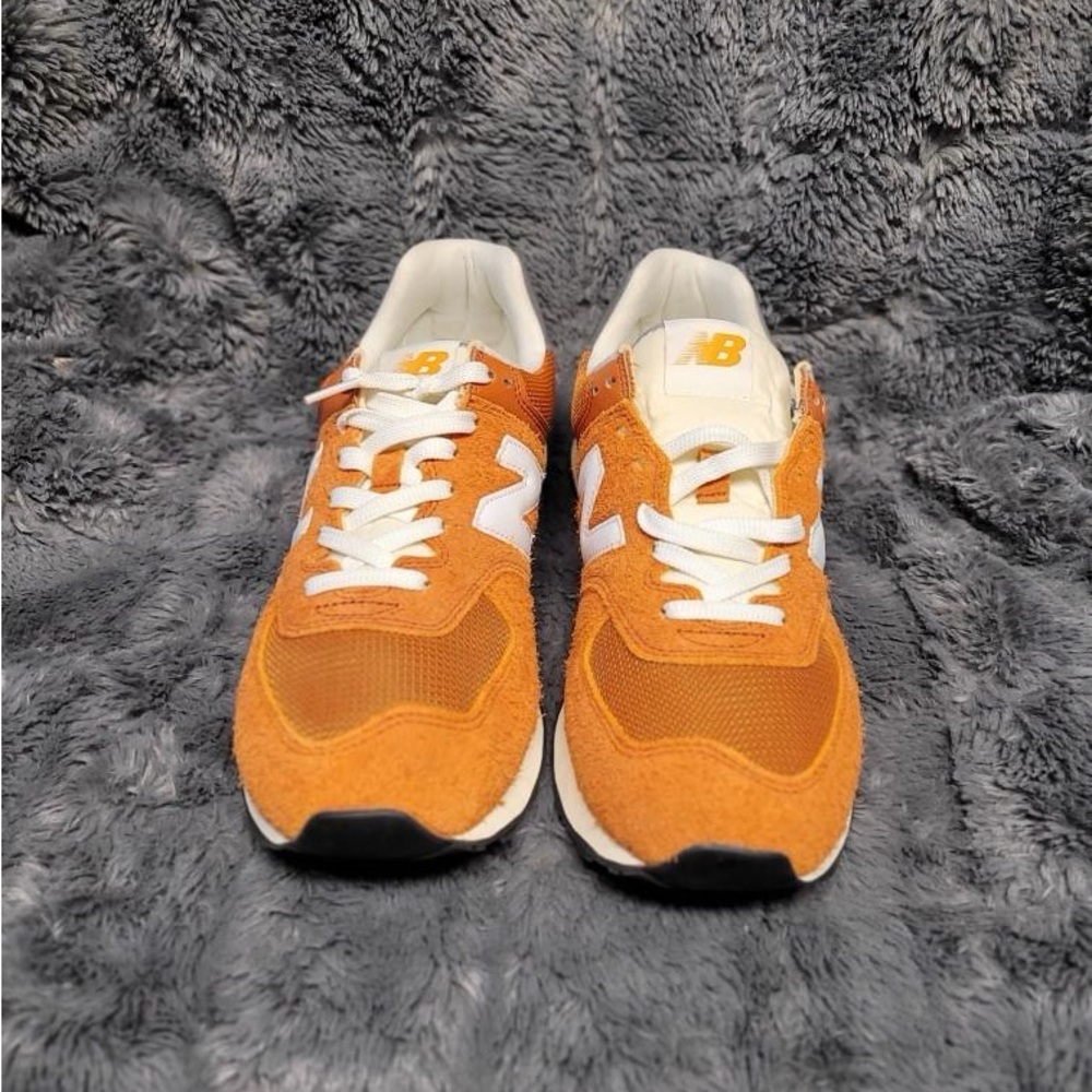 New Balance Mens Orange and White Sneakers